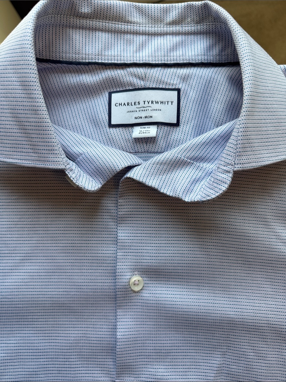 Charles Tyrwhitt Men's Light Blue Micro-Stripe Dress Shirt